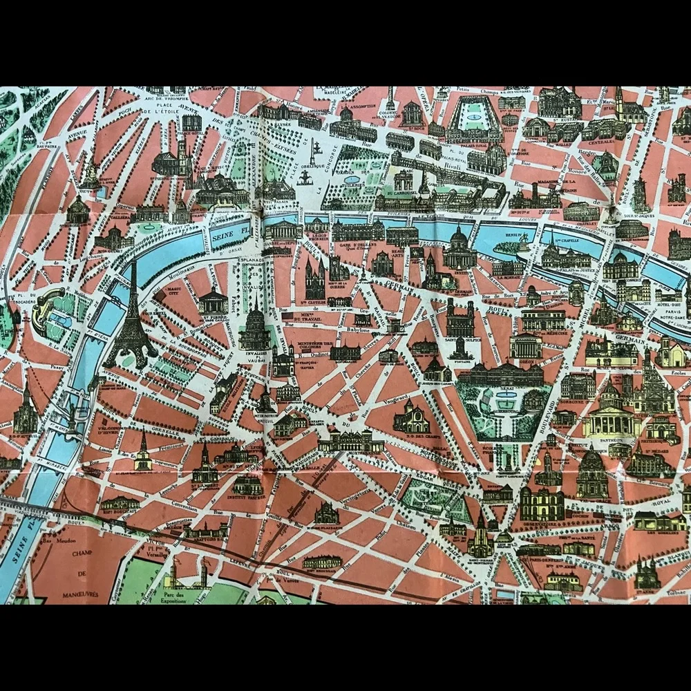 Beautiful map of Paris NewBo Paris monumental vintage - Picture 15 of 15